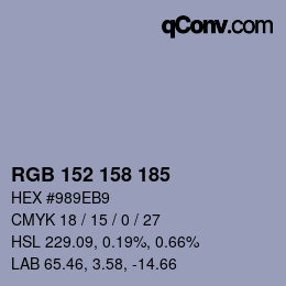 颜色代码: RGB 152 158 185 | qconv.com