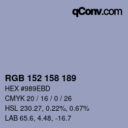 カラーコード: RGB 152 158 189 | qconv.com