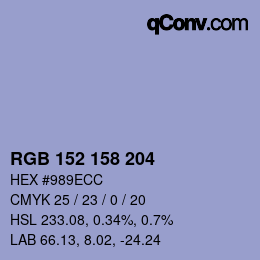カラーコード: RGB 152 158 204 | qconv.com