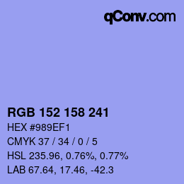 カラーコード: RGB 152 158 241 | qconv.com