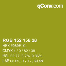 颜色代码: RGB 152 158 28 | qconv.com