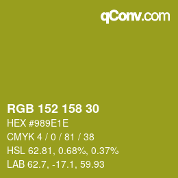 カラーコード: RGB 152 158 30 | qconv.com