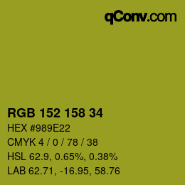 Color code: RGB 152 158 34 | qconv.com
