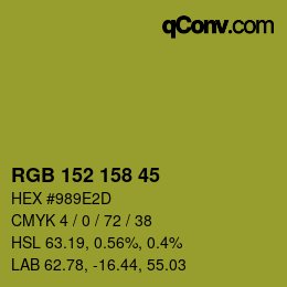 Color code: RGB 152 158 45 | qconv.com