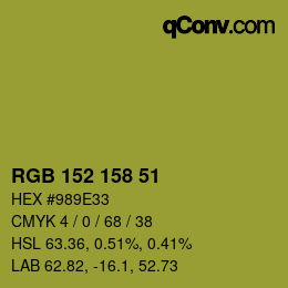 Color code: RGB 152 158 51 | qconv.com