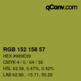 颜色代码: RGB 152 158 57 | qconv.com