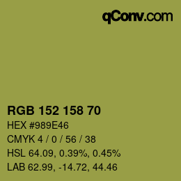 颜色代码: RGB 152 158 70 | qconv.com