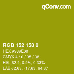 カラーコード: RGB 152 158 8 | qconv.com