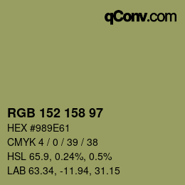 颜色代码: RGB 152 158 97 | qconv.com