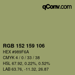 カラーコード: RGB 152 159 106 | qconv.com