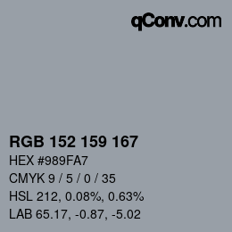 Color code: RGB 152 159 167 | qconv.com