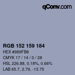 カラーコード: RGB 152 159 184 | qconv.com