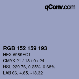 颜色代码: RGB 152 159 193 | qconv.com