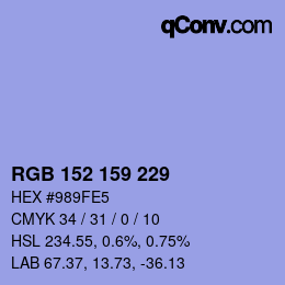 Color code: RGB 152 159 229 | qconv.com