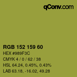 颜色代码: RGB 152 159 60 | qconv.com