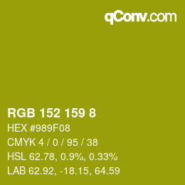 Color code: RGB 152 159 8 | qconv.com