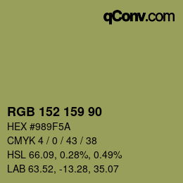 カラーコード: RGB 152 159 90 | qconv.com