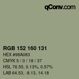 Farbcode: RGB 152 160 131 | qconv.com