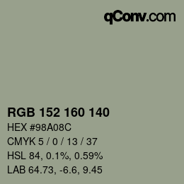 カラーコード: RGB 152 160 140 | qconv.com