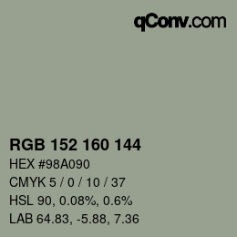 カラーコード: RGB 152 160 144 | qconv.com