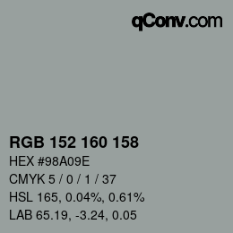 Color code: RGB 152 160 158 | qconv.com