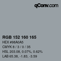 Farbcode: RGB 152 160 165 | qconv.com