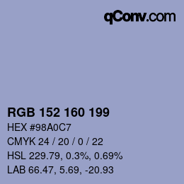 Color code: RGB 152 160 199 | qconv.com