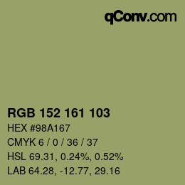 Color code: RGB 152 161 103 | qconv.com
