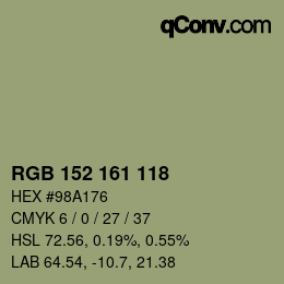 Farbcode: RGB 152 161 118 | qconv.com