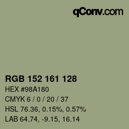 Código de color: RGB 152 161 128 | qconv.com