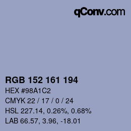 Color code: RGB 152 161 194 | qconv.com