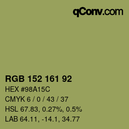 カラーコード: RGB 152 161 92 | qconv.com