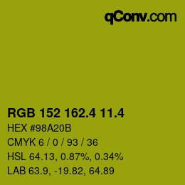 カラーコード: RGB 152 162.4 11.4 | qconv.com