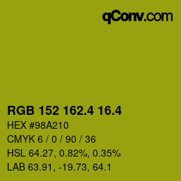 カラーコード: RGB 152 162.4 16.4 | qconv.com