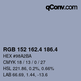カラーコード: RGB 152 162.4 186.4 | qconv.com