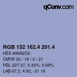 カラーコード: RGB 152 162.4 201.4 | qconv.com