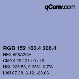 カラーコード: RGB 152 162.4 206.4 | qconv.com