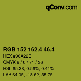 カラーコード: RGB 152 162.4 46.4 | qconv.com