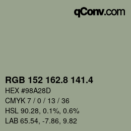 カラーコード: RGB 152 162.8 141.4 | qconv.com