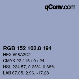 カラーコード: RGB 152 162.8 194 | qconv.com