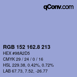 カラーコード: RGB 152 162.8 213 | qconv.com