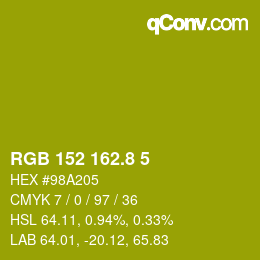 カラーコード: RGB 152 162.8 5 | qconv.com