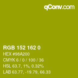 Color code: RGB 152 162 0 | qconv.com