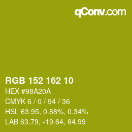 Color code: RGB 152 162 10 | qconv.com