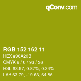 Color code: RGB 152 162 11 | qconv.com