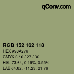 カラーコード: RGB 152 162 118 | qconv.com