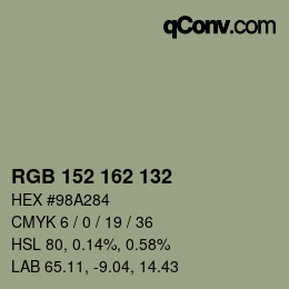 カラーコード: RGB 152 162 132 | qconv.com