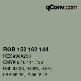 Color code: RGB 152 162 144 | qconv.com