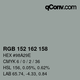 Color code: RGB 152 162 158 | qconv.com