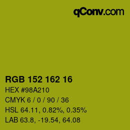Color code: RGB 152 162 16 | qconv.com